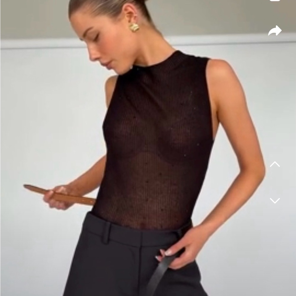 Kookai Black Sheer Sleeveless tank
